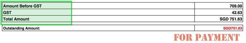 Receipt with GST excluded